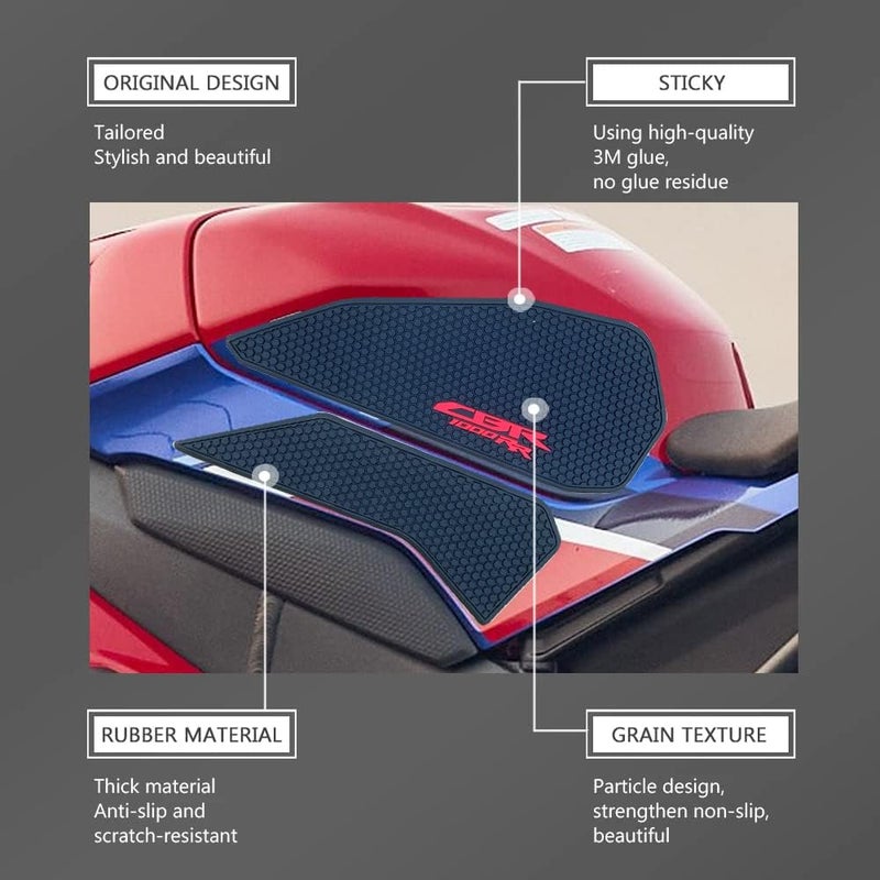 KATIE DEVI Tank Pad CBR1000RRR SP CBR1000RR-R 2020 ~/CBR1000RR-R FIREBLADE/SP 2022~2025 Motorcycle Tank Pad Anti-Slip Tank Pad Protective Sticker Side Tank Pad Traction Pad Black CBR1000RRR Fireblade SP - Image 3